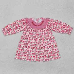 Précommande MAMAS BESTIE Coquette arcs rose <span class=keywords><strong>petites</strong></span> filles tenues bébé smocké bulle barboteuse soeur correspond bébé vêtements nouveau Design - Product Image 3