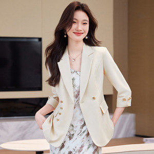 Women's Blazer Black Solid Color Polyester Three-Quarter Sleeve Anti-Wrinkle Casual Style - Product Image 2