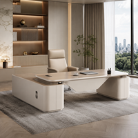 Ensemble de bureau de direction de luxe moderne, grand bureau en forme de L avec rangement, fabricant sur mesure