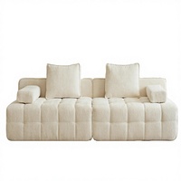 Ensemble de canapés modulaires rectangulaires modernes avec tissu bouclé et rembourrage en éponge, meubles de salon