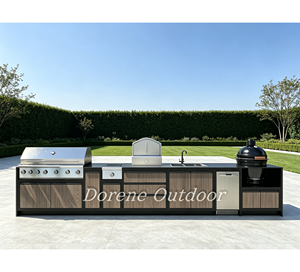 Ensemble de cuisine extérieure préfabriquée modulaire pratique et attrayant avec barbecue, réfrigérateur et Kamado pour villa, patio, jardin et réceptions culinaires - Product Image 6