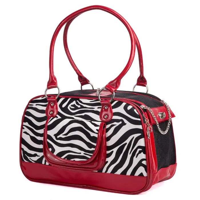 Wholesale pet fashion Zebra handbag carrier with hole for tail