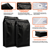 Bolsa de café con fuelle inferior y bolsillo con cremallera, tipo stand-up con válvula para café de especialidad