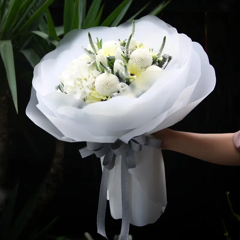 Desain Baru Tali Kertas Tahan Air Lapisan Ganda Plastik Pembungkus Kertas Pembungkus Bunga untuk Bunga