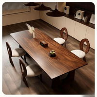 Table à manger en noyer d'Amérique du Sud, style traditionnel antique, carrée, 6 places, stable et durable, en bois massif, pieds en forme de U