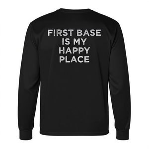 First Base Is My Happy Place T-shirt à manches longues pour joueur de baseball et de softball - Product Image 2