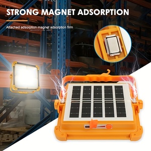 Projecteurs LED Solaires Portables IP66 en ABS pour Camping Extérieur, Urgences Domestiques, avec Batterie Rechargeable, Intensité Réglable, pour Éclairage Routier - Product Image 5