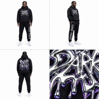 Ensemble de survêtement homme en gros 2026 Nouveau Hoodie et pantalon de jogging imprimé 3D Chrome Drip Streetwear ample Logo personnalisé OEM ODM pour usage quotidien en extérieur