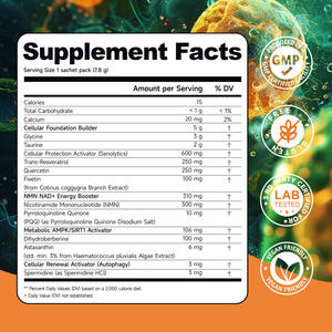 Durlevel Daily Ultimate Longevity, Polvo para Adultos con Quercetina y NAD+ para Vitalidad, Bienestar y Apoyo Inmunológico, Marca Personalizada OEM/ODM - Product Image 4