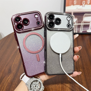 เคสโทรศัพท์ใสแบบแม่เหล็ก ดีไซน์เลนส์เพชรไล่ระดับวิบวับ  วัสดุ TPU สำหรับ iPhone 18 17 16 Plus 15 14 13 12 11 Pro Max - Product Image 2