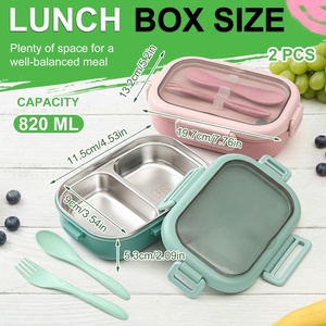 Stainless Steel Bento <b>Box</b> Adults BPA Free Microwave Dishwasher Safe <b>Lunch</b> <b>Box</b> Kids Students with Cutlery for School - Product Image 2