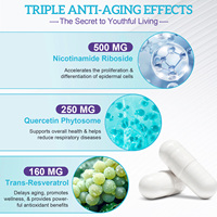 Complément alimentaire NAD Plus de marque privée Hatmanlabs, 910 mg de nicotinamide riboside, resvératrol, capsules anti-âge, booster de NAD