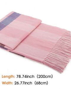 Écharpe longue en cachemire à carreaux rose de luxe pour femmes, idéale pour l'hiver - Product Image 6