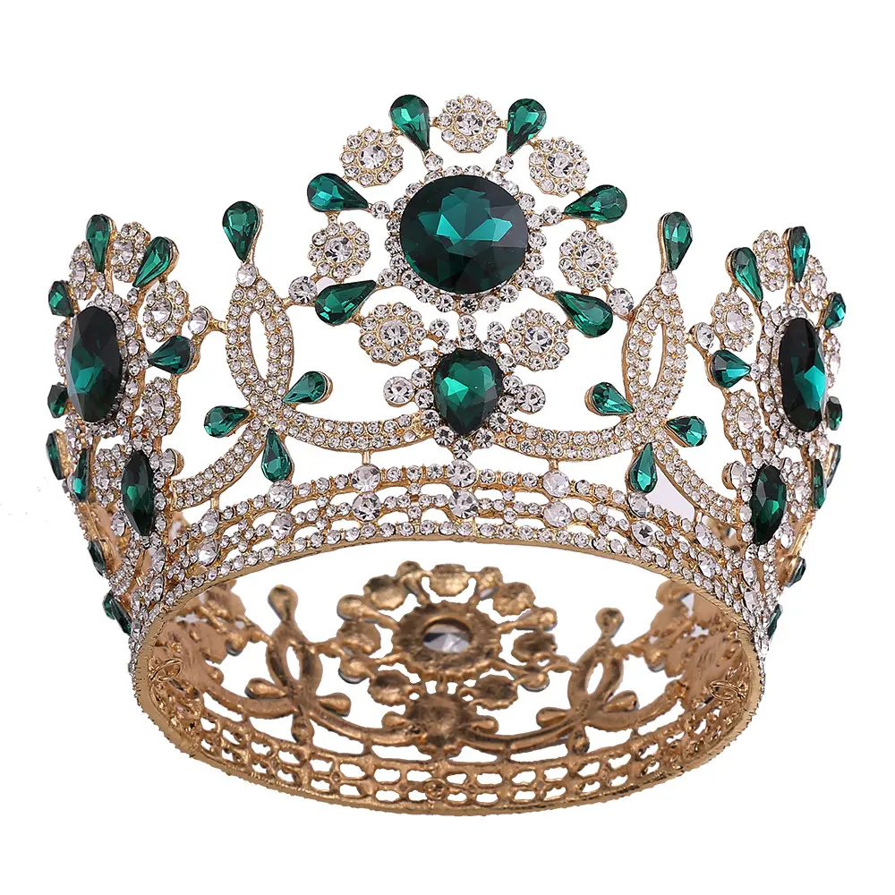 LUOXIN Full Round Bride Wedding Crown Retro Round Baroque Queen Tiara King Crown