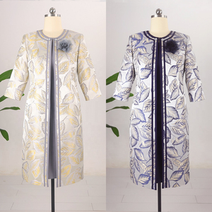 Ensemble de robes longues formelles à motif de feuilles pour femmes, tailles personnalisées, tenues pour femmes, ensemble de vêtements pour femmes, costume d'église pour événement - Product Image 3