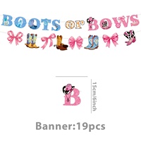 Ensemble de vaisselle jetable écologique pour baptême et baby shower, thème cowboy bleu rose, avec décorations de fête en denim et nœuds pour bottes