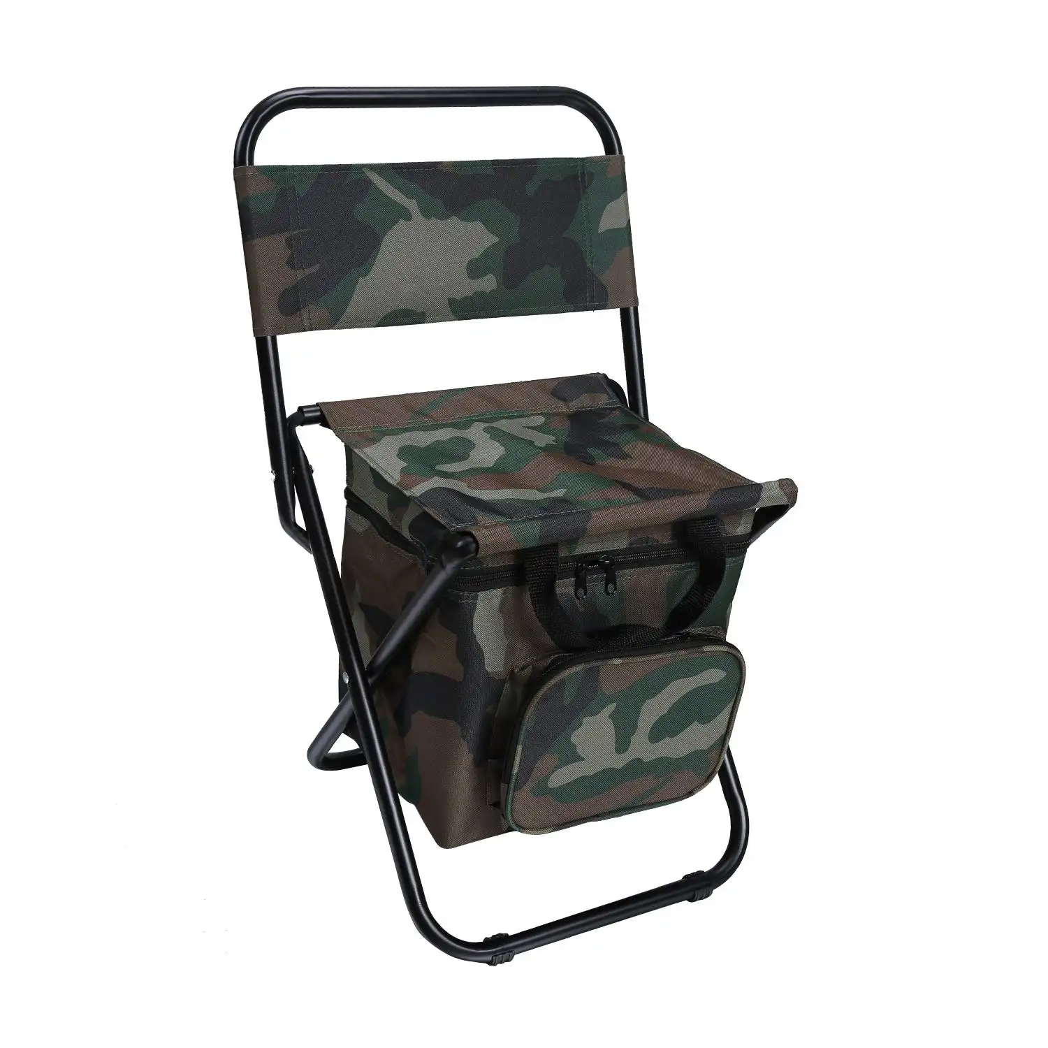 Cheap Portable folding camping chair with cooler bag compact fishing stool camouflage fishing chair camping