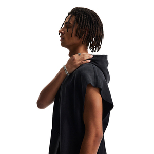 <span class=keywords><strong>Felpa</strong></span> <span class=keywords><strong>Senza</strong></span> <span class=keywords><strong>Maniche</strong></span> con <span class=keywords><strong>Cappuccio</strong></span> di Alta Qualità, Trendy e Must-have, con Bordi Grezzi e Finitura Spray Distrutta - Product Image 2