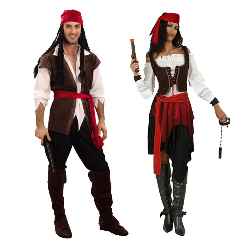 2021 Factory Halloween pirate costumes Wholesale Cosplay Halloween Party Men Women Pirate Costume
