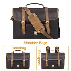Sac à dos Vintage en cuir Crazy Horse pour hommes, mallette messager pour ordinateur portable adapté pour 15.6 pouces, nouveau modèle, vente en gros - Product Image 6