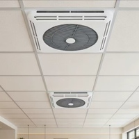 Ventilador de Techo Empotrado de 60x60cm con Luz LED de Anillo, 30W, 6 Velocidades, Control Remoto Gradual para Oficina, Hotel, Interior