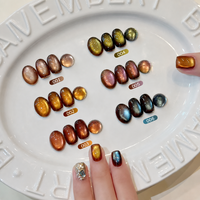 Ensemble de vernis à ongles gel effet œil de chat magnétique, 6 teintes, série marron aux tons terreux chatoyants, vernis à ongles pour la décoration des ongles