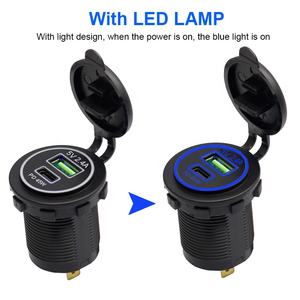 Dual PD tipo C 5V <span class=keywords><strong>2</strong></span>.4A 45W USB cargador rápido enchufe 12-24V DC para RV barco marino coche motocicleta - Product Image 4