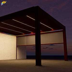 Tamaño personalizado 3x4 3x5 4x4 5x4 6x4 Montaje en paredes adjunto <span class=keywords><strong>a</strong></span> la casa Aluminio bioclimático montado en la <span class=keywords><strong>pared</strong></span> Pérgola de jardín de 2 postes - Product Image 5