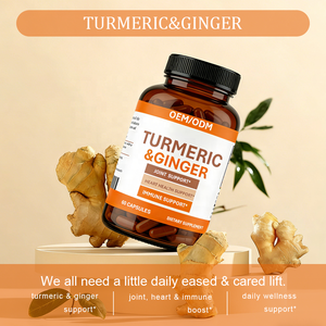 Capsules de curcuma et de gingembre - Complément alimentaire pour le soutien des articulations, du cœur et du système immunitaire |   Complément alimentaire naturel à base de plantes, 60 gélules, OEM/ODM - Product Image 3