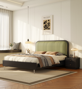 Minimalist <b>Queen</b> <b>Size</b> Storage <b>Bed</b> with PU Leather Upholstery and Rubber Wood <b>Frame</b> Durable Modern Design - Product Image 6