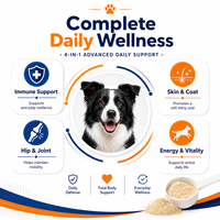 Complément alimentaire pour chiens Advanced Dog Daily Essentials 15-en-1, poudre multivitaminée, enzymes digestives, probiotiques, soin des articulations, santé canine, 360g