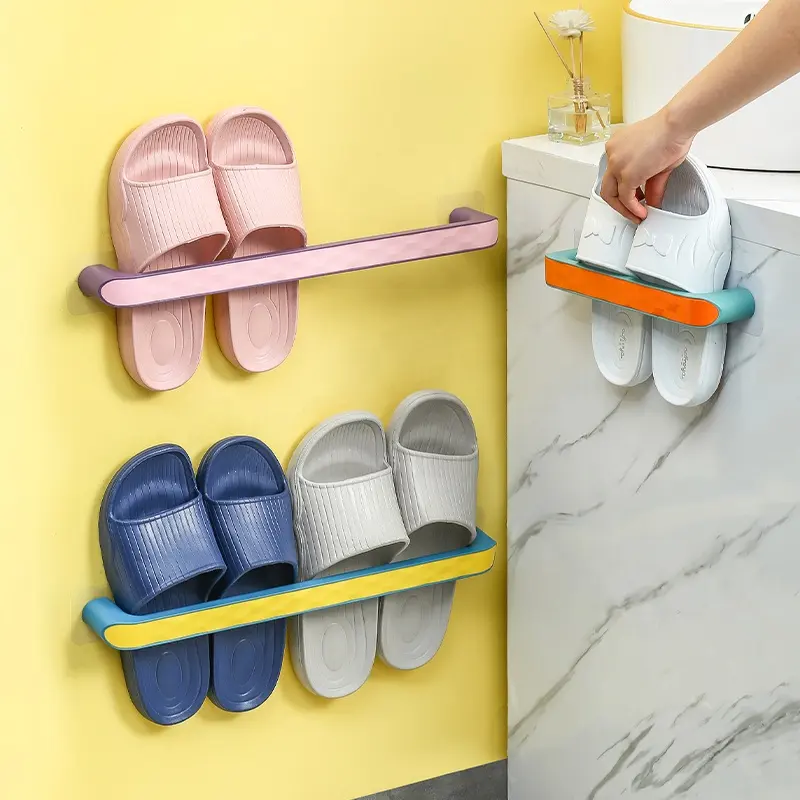 Plastic Multifunctionele Thuis Badkamer Muur Gemonteerd Schoenen Slippers Rack Wc Handdoekenrek