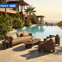 Ensemble de canapés d'extérieur modernes en aluminium pour la Martinique, la Guadeloupe, Saint-Martin, avec coussins imperméables pour patio, jardin, hôtel, complexe hôtelier