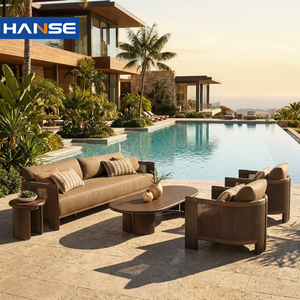 Ensemble de canapés d'extérieur modernes en aluminium pour la Martinique, la Guadeloupe, Saint-Martin, avec coussins imperméables pour patio, jardin, hôtel, complexe hôtelier - Product Image 1