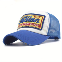 Gorra Trucker Retro con Bordado de 'The Indian', Gorra de Béisbol de Malla Transpirable con Efecto Desgastado