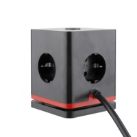 Desk Surge Protector Power Strip Eu Cube Power Strip Desktop Outlet 3 Way Cube Socket con USB y cable de carga
