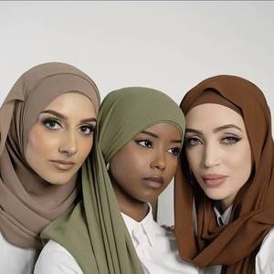 Wholesale Diamond Plain Square Muslim Scarf Bawal Cotton Voile Polyester Summer Headscarf - Product Image 5