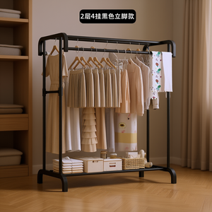 Appendiabiti a doppio livello in metallo, scaffale porta abiti da terra, organizer minimalista per camera da letto - Product Image 2