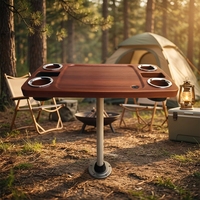 Table d'extérieur à pieds rotatifs et amovibles avec porte-gobelet, table à support mobile pour camping-car et yacht