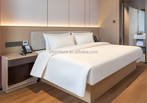 Cadre de lit d'hôtel économique avec tête de lit intégrée et table de chevet – Ensemble complet de mobilier de chambre pour chambre d'hôtel de chaîne 3 étoiles - Product Image 6