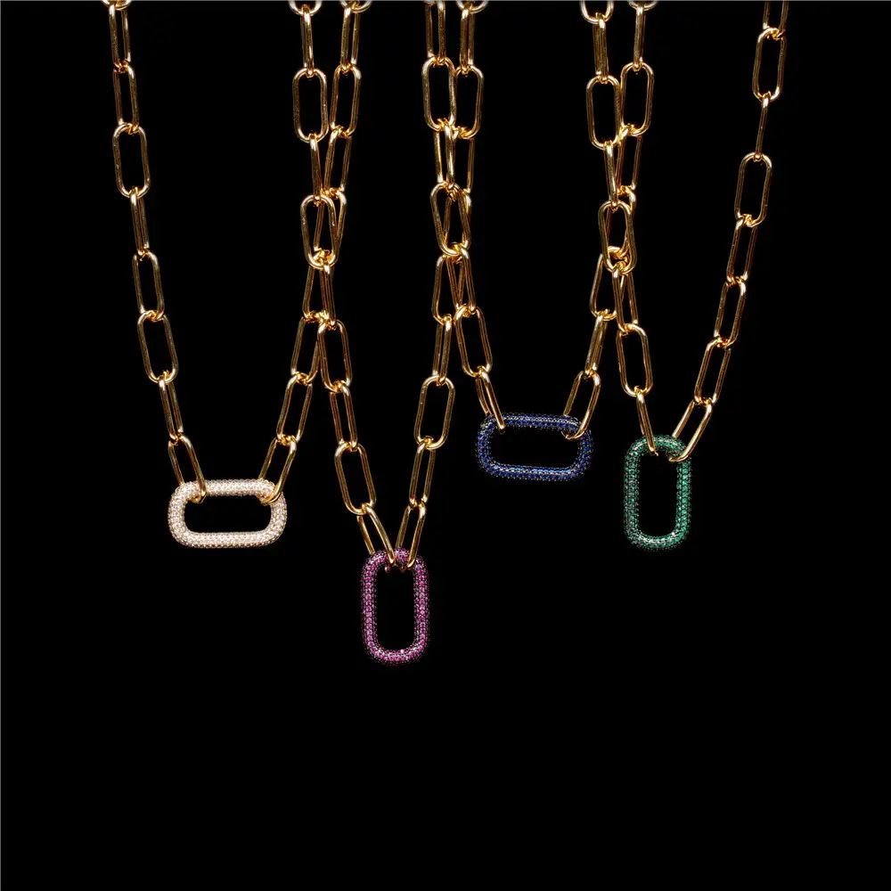 Хип-хоп медное позолоченное цельноалмазное толстое звено цепи ожерелье в стиле