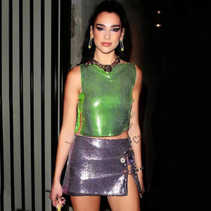 King Mcgreen Star Sparkling Pailletten Crop Top Doppelseiten schlitze Frauen Elegante Party <span class=keywords><strong>Rave</strong></span> Kostüm Events Große Pin Linked Design Weste - Product Image 3