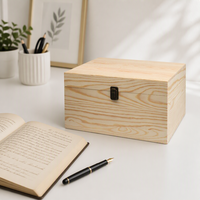 Boîtes en bois de pin inachevées avec couvercle à charnière peint bricolage artisanat stockage et panneaux muraux bois artisanat souvenir étui