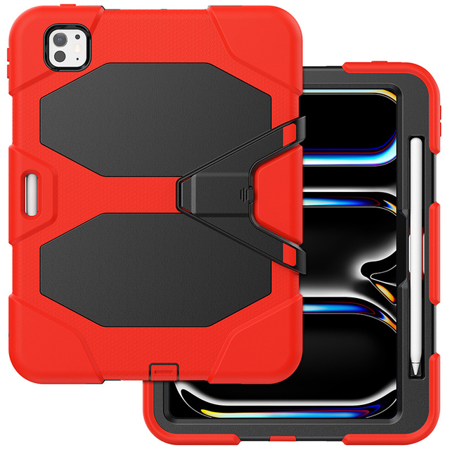 For iPad Pro 11 inch 2024 M4 A2836 triple layers combo defender case with remove stand on back