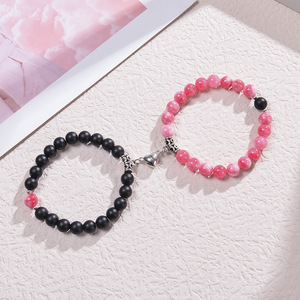Gelang Batu Alam Turquoise DAIHE Fashion, Gelang Manik Kristal Cantik dengan <span class=keywords><strong>Magnet</strong></span> Hati untuk Pasangan - Product Image 2