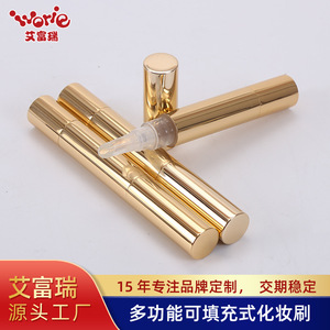 Tubo de aluminio para bolígrafo de 4 ml, redondo, transparente, dorado brillante, para envasado de corrector cosmético - Product Image 5