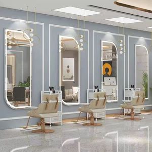 Wall Mounted LED <b>Mirror</b> Station Beauty Salon Vanity <b>Mirror</b> Hairdressing Makeup <b>Mirror</b> with Storage Drawer - Product Image 5