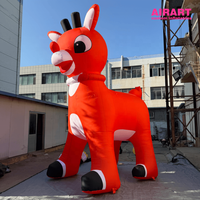 Mascotte gonflable géante personnalisée de cerf rouge de 5 m avec lumière LED pour la promotion d'événements