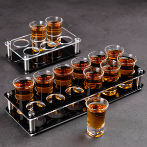 Étagère Murale Pour 30 Verres à Shot Ou 60 Figurines - Support En Bois Noir, 42,4 X 31 Cm, Prêt à Poser Ou Accrocher