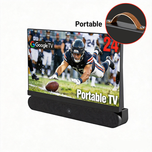 Téléviseur intelligent portable Google TV 24 pouces, 12 V CC, autonomie <span class=keywords><strong>de</strong></span> 3 heures, pour cuisine, <span class=keywords><strong>camping</strong></span>, extérieur - Product Image 2